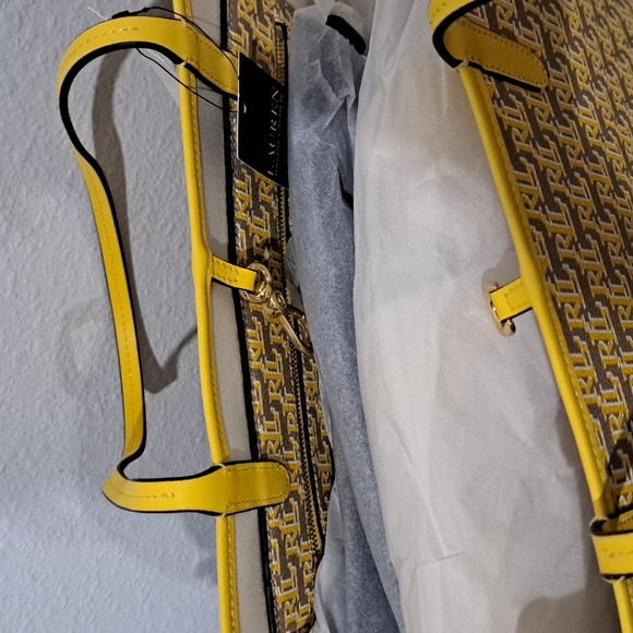 Lauren Ralph Lauren Collins 36 Signature Logo Monogram Medium Tote Bag - Picture 6 of 9